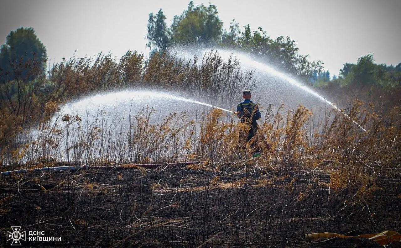 Рятувальники Київщини ліквідовують масштабну пожежу торфу у Броварському районі