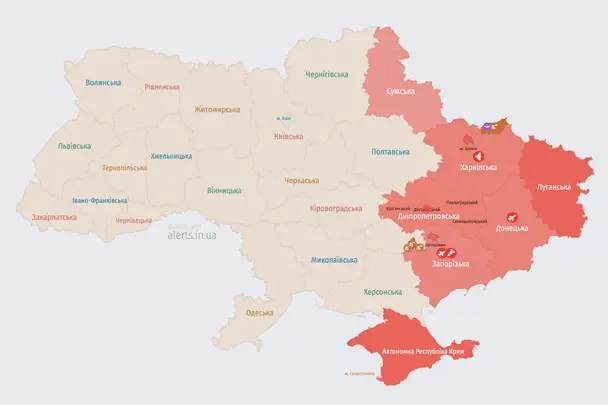 Росія атакує Україну БпЛА: напрямок руху цілей