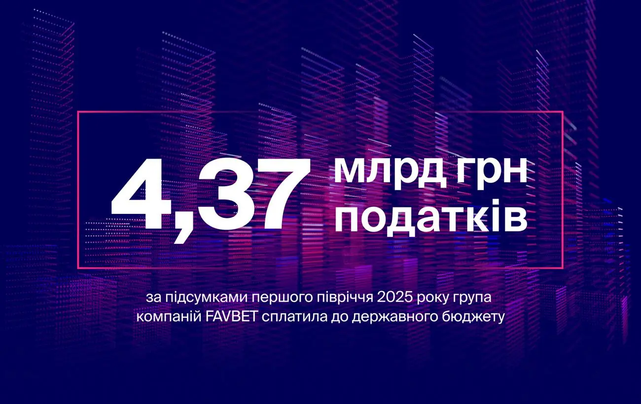 FAVBET сплатив 4,37 млрд грн податків за перше півріччя 2025 року