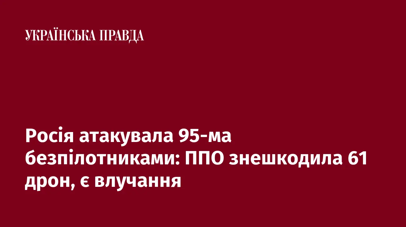 Росія атакувала 95-ма безпілотниками: ППО знешкодила 61 дрон, є влучання
