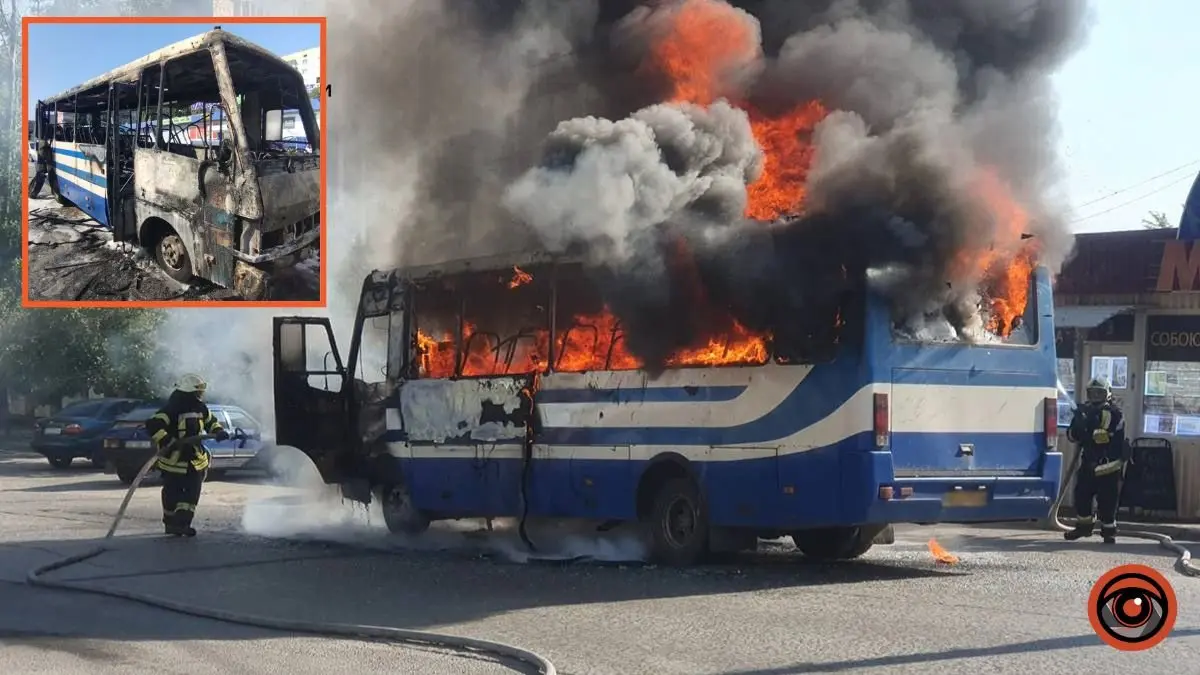 У Дніпрі на вулиці Кирила Осьмака під час руху спалахнув автобус: деталі від рятувальників