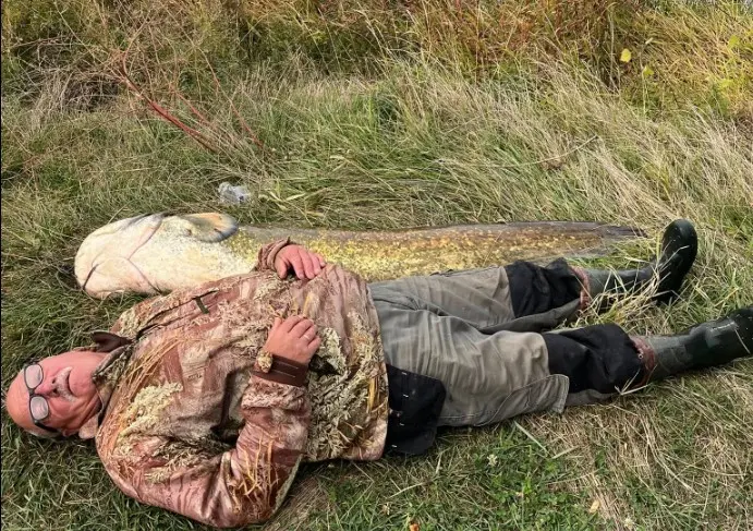 Чоловік з Вінниччини впіймав сома зростом з людину