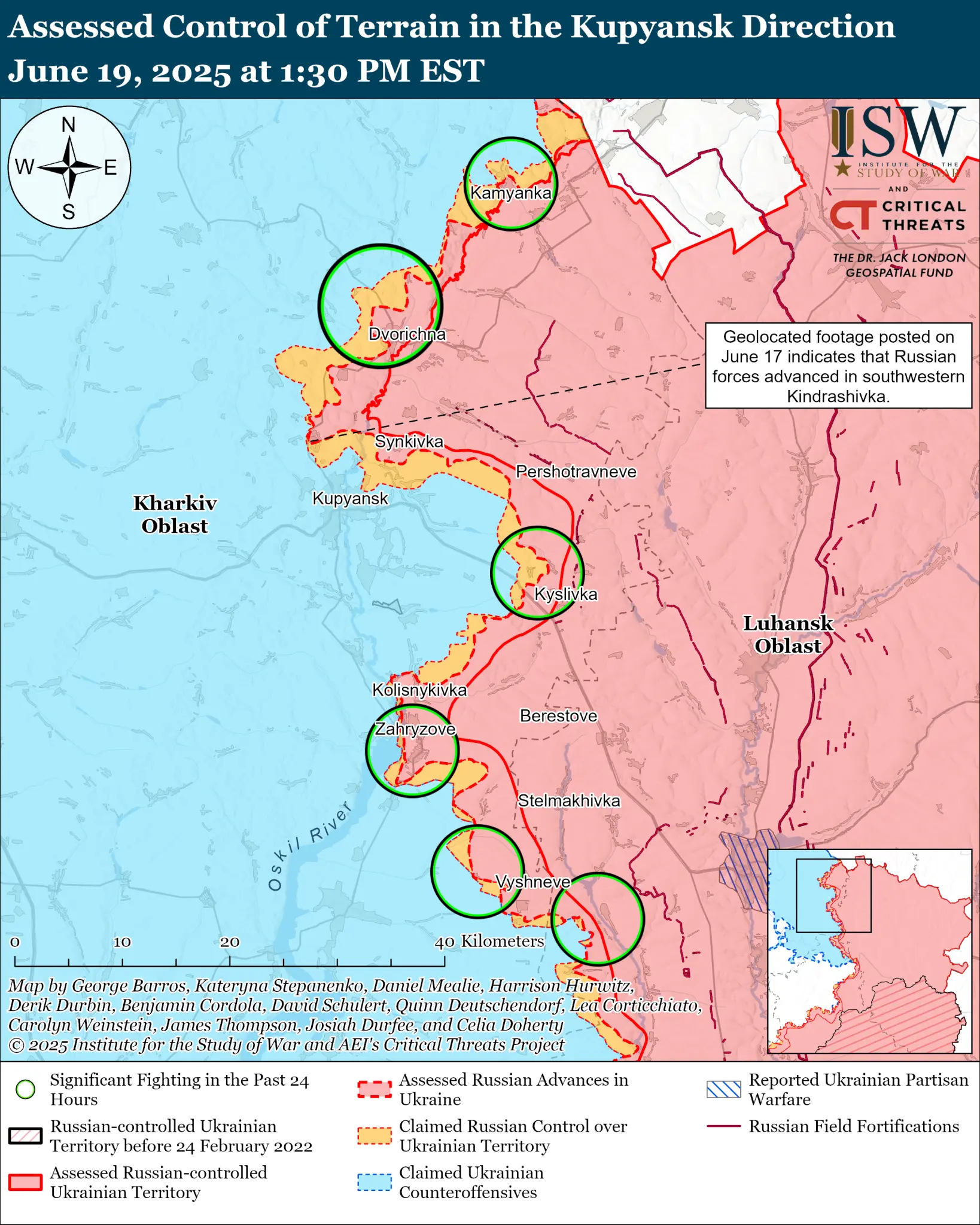 ISW: росіяни просунулися на Куп’янському напрямку в районі Кіндрашівки