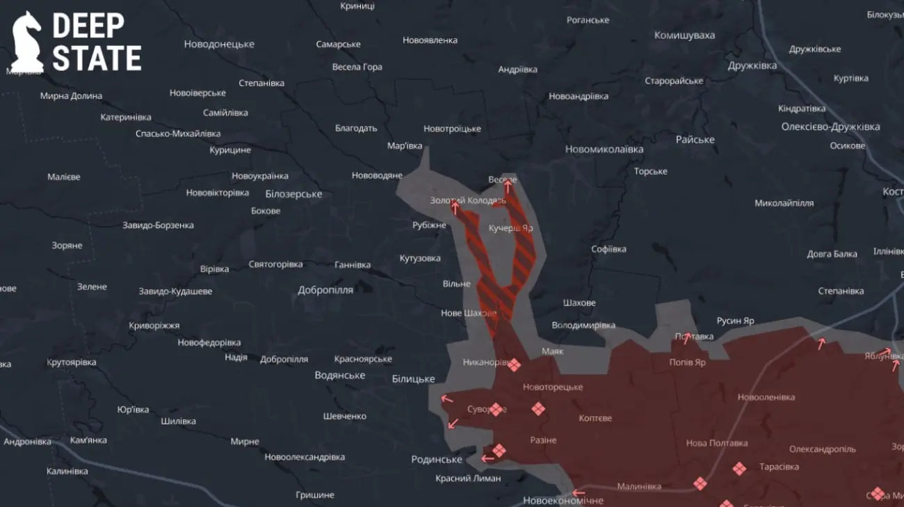 DeepState: російські війська просуваються у бік траси Добропілля – Краматорськ
