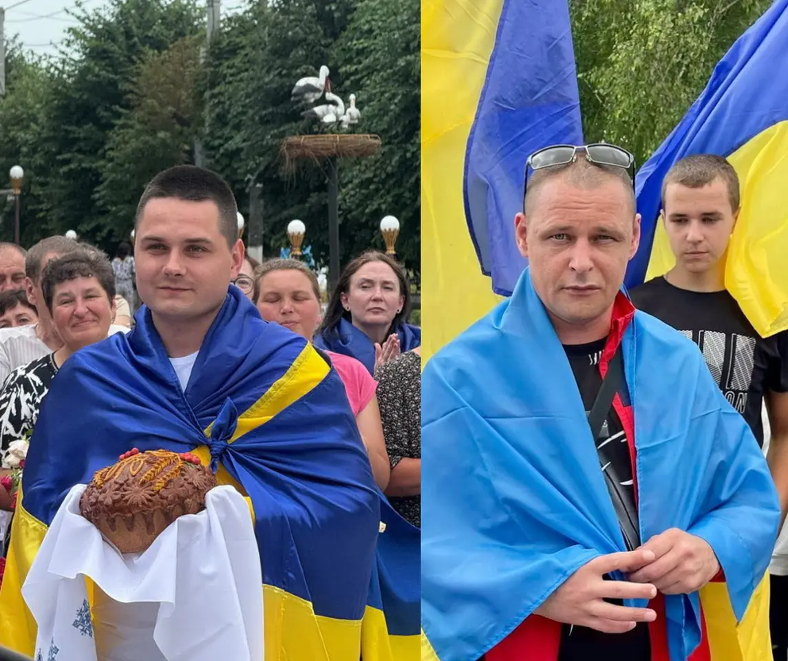 На Вінниччині місцеві мешканці зустріли двох воїнів, які повернулися з російського полону
