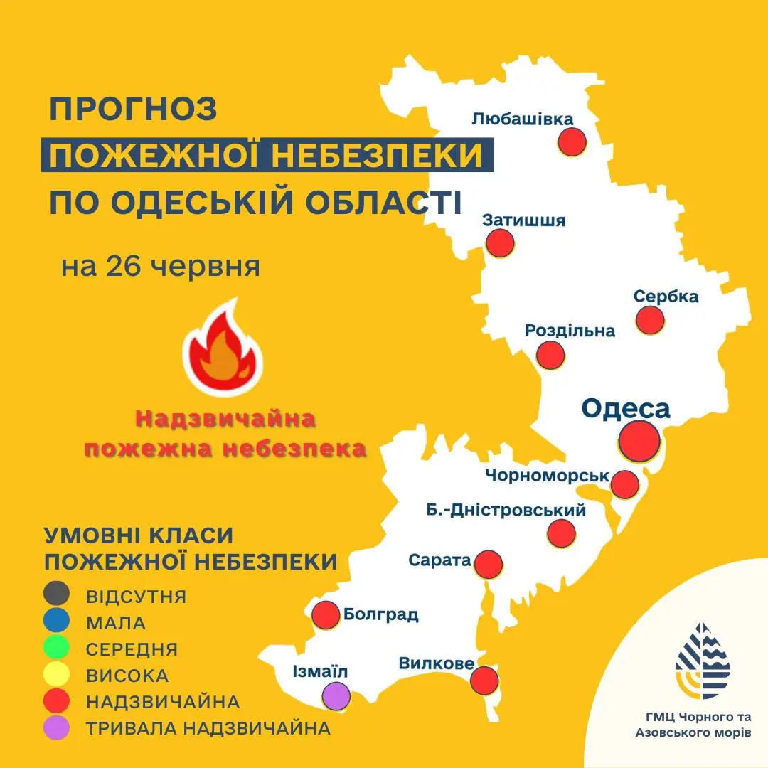 Мешканців Одещини попереджають про надзвичайний рівень пожежної небезпеки