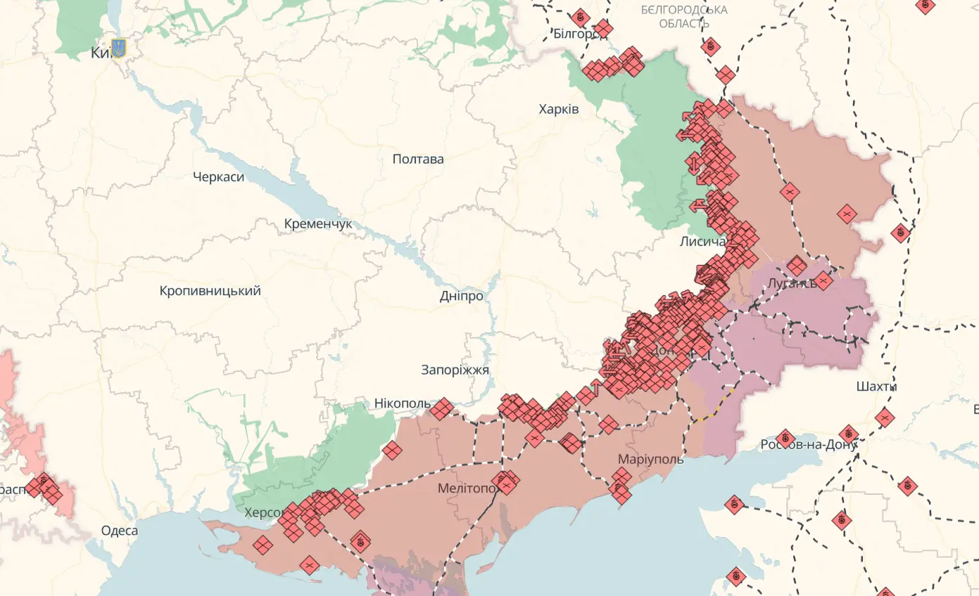 Карта бойових дій в Україні станом на ранок 7 липня 2025 року