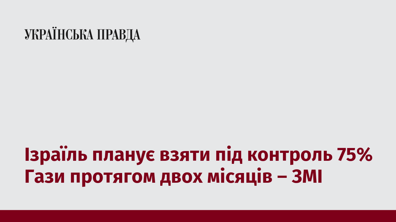 Ізраїль планує взяти під контроль 75% Гази протягом двох місяців – ЗМІ