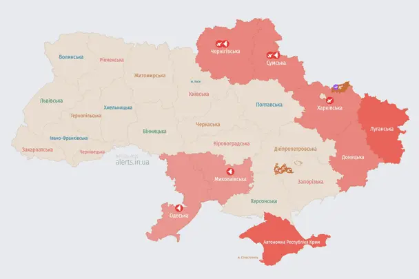 Росія атакує Україну БпЛА: напрямки руху цілей