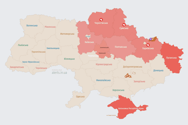 Ворог атакує Україну ударними БпЛА: мапа тривог