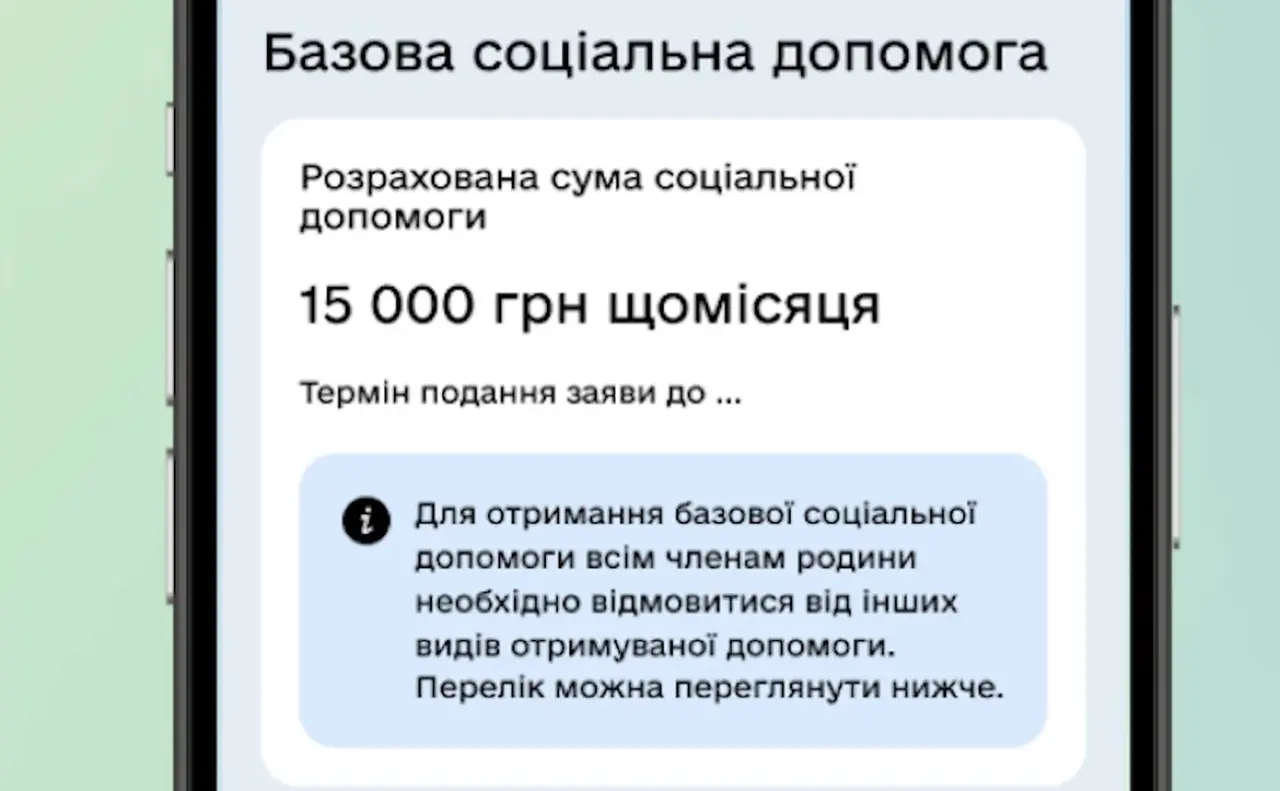 У «Дії» з’явилася «Базова соціальна допомога» для сімей, які отримують державні виплати
