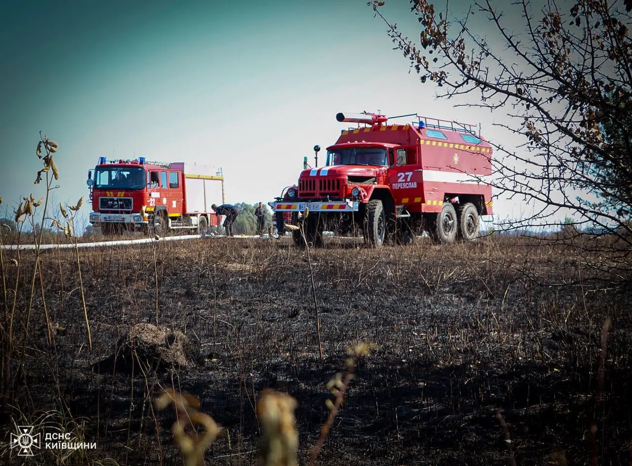 На Броварщині майже добу ліквідовують торф’яну пожежу (фото, відео)
