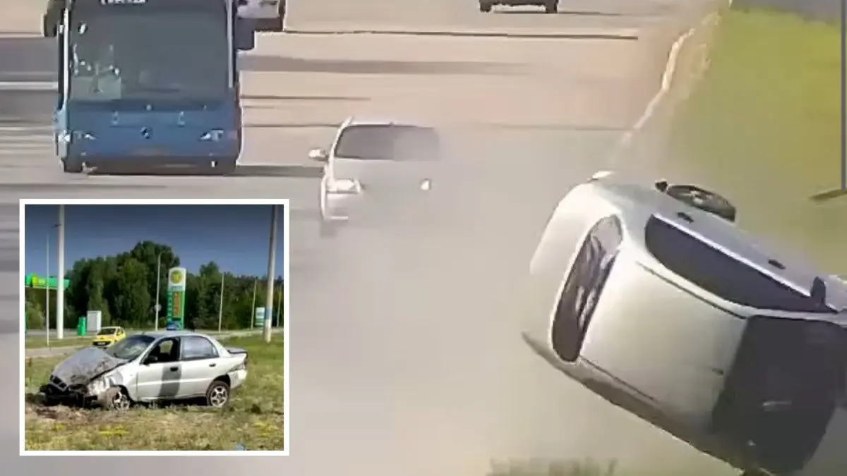 Відео моменту: у Кам'янському на мосту Daewoo злетів з дороги та перекинувся у повітрі