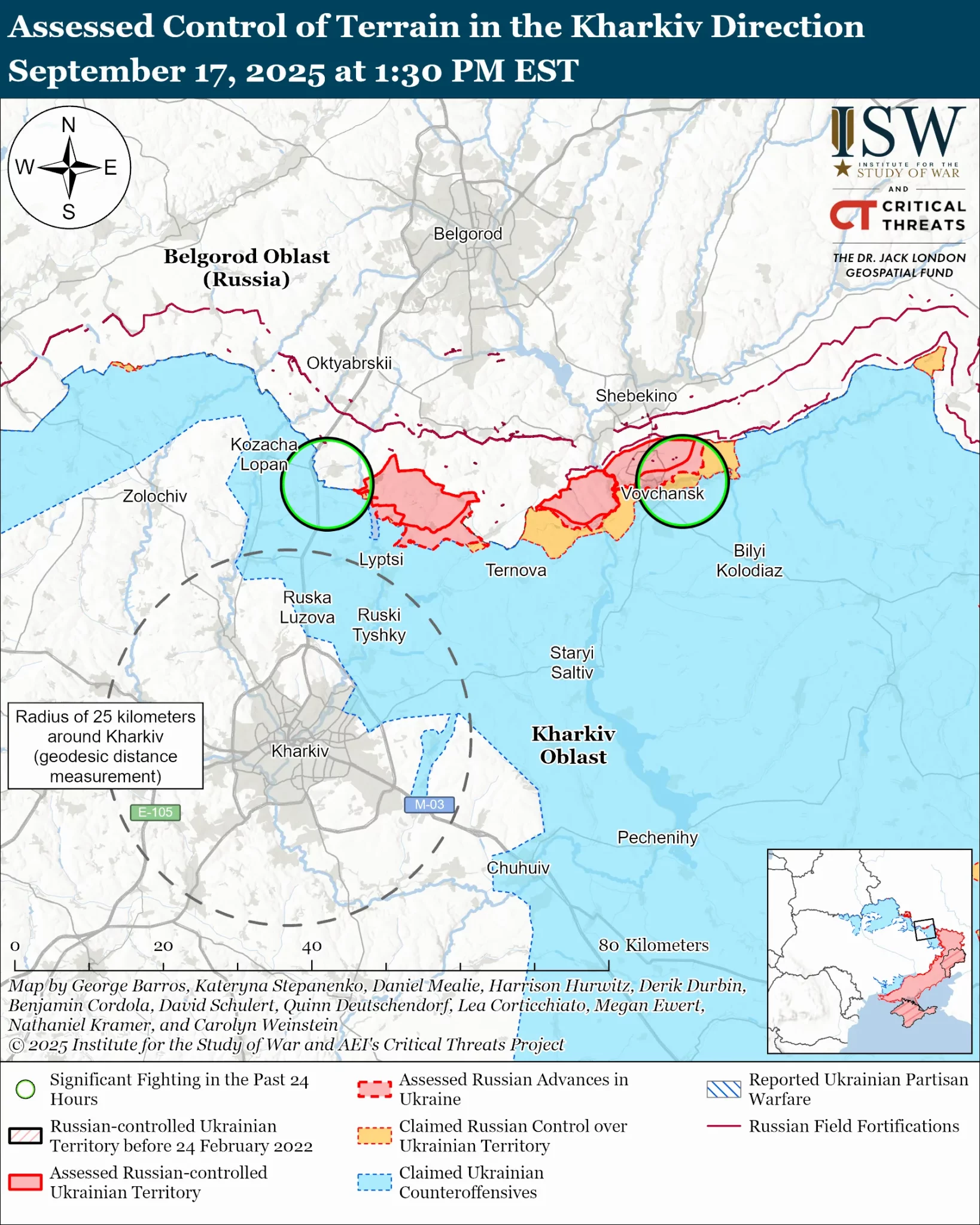 ISW: ЗС РФ стверджують, що просунулися у Вовчанську та біля Великого Бурлука
