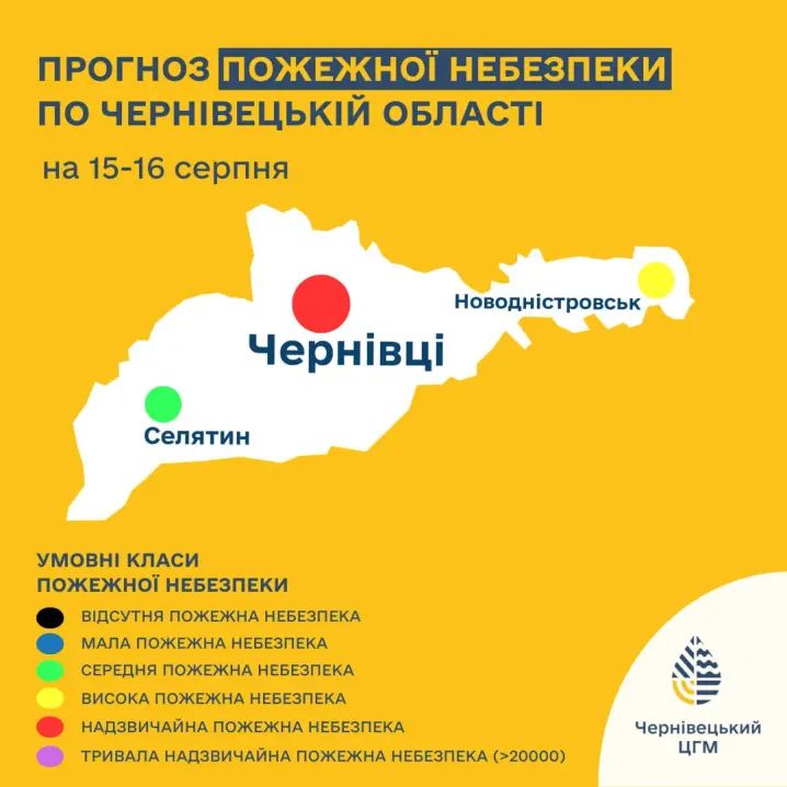 У Чернівецькій області прогнозують надзвичайний рівень пожежної небезпеки