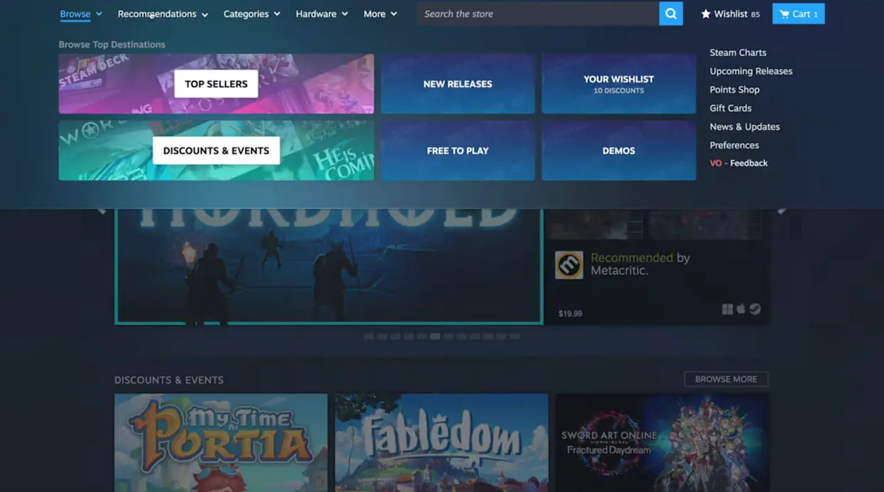 Valve запускає нове меню Steam, щоб полегшити пошук ігор