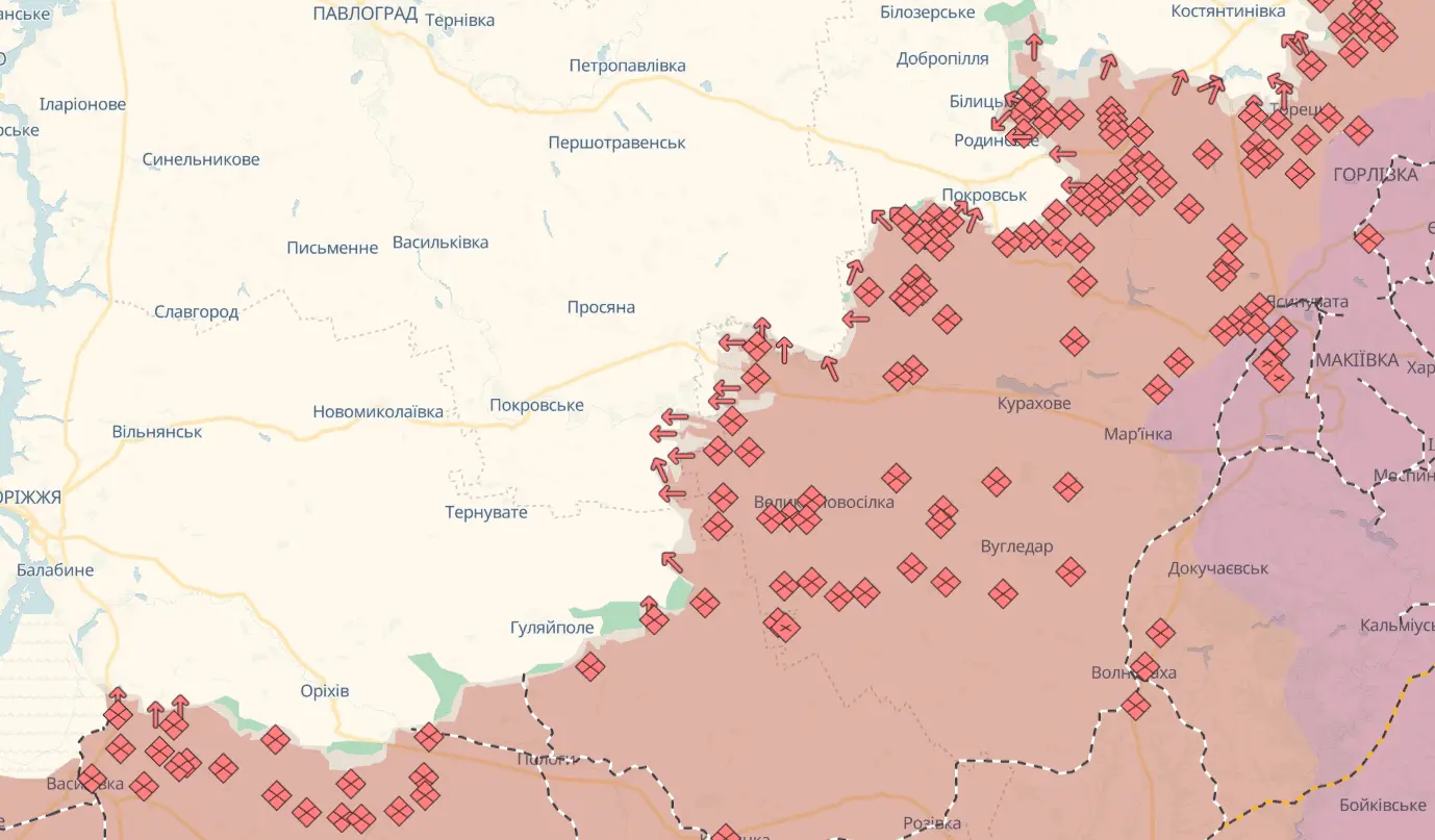 Карта бойових дій в Україні сьогодні, 13 вересня 2025