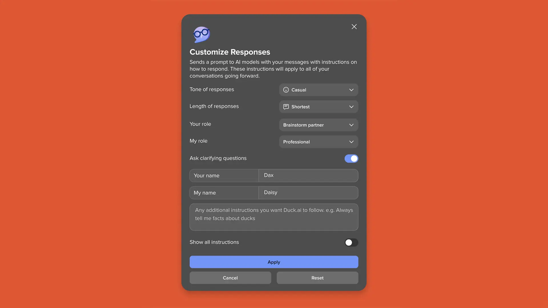DuckDuckGo дозволяє налаштовувати відповіді Duck.ai