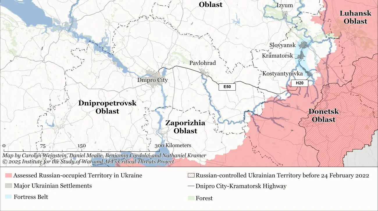 ISW: Виведення українських військ із Донеччини дозволить РФ наступати на Харківщину й Дніпропетровщину