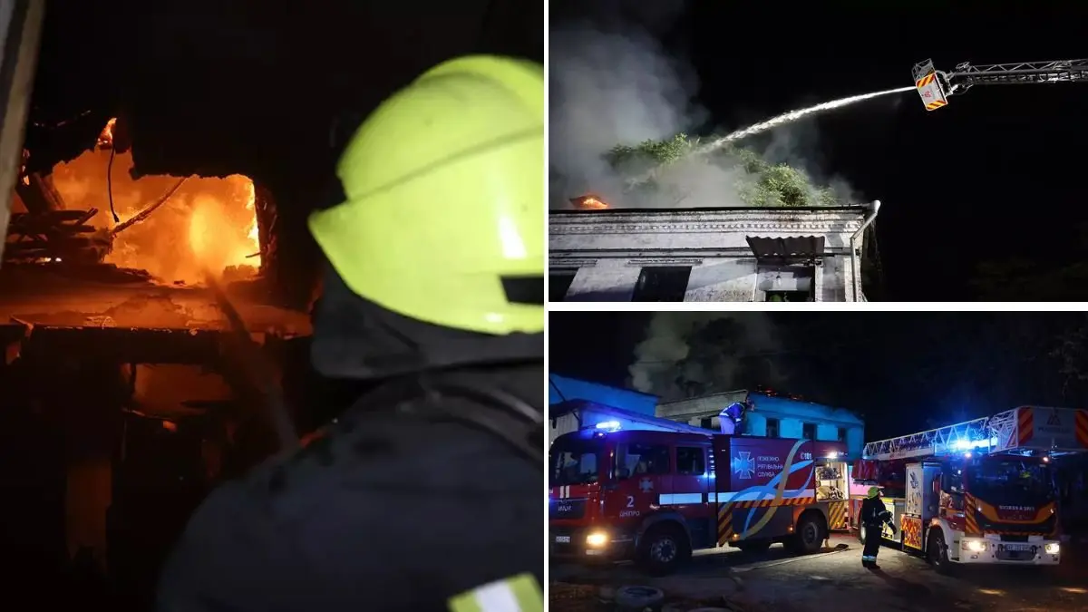 У Дніпрі на Філософській горіла двоповерхова будівля: вогонь розійшовся на 200 квадратних метрів